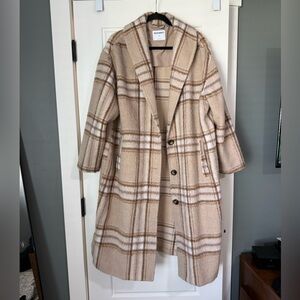 Plaid Wool-Blend Coat